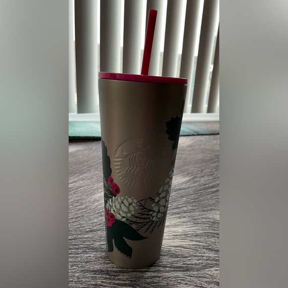 NWT Starbucks 24oz Winter/Holiday Greenery Metal Cold Beverage Tumbler - Picture 8 of 8